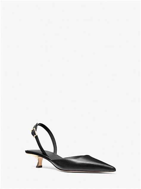 lord and taylor michael kors black slingback kitten heels|Luna Leather Slingback Kitten Pump .